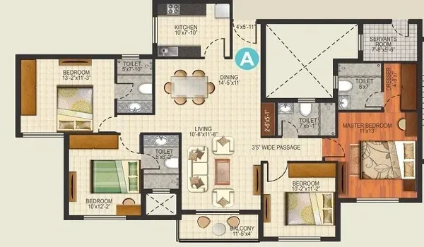 4 BHK floor plan layout at Sobha Kismatpur Hyderabad, Up to approx. 3,000 sq. ft.