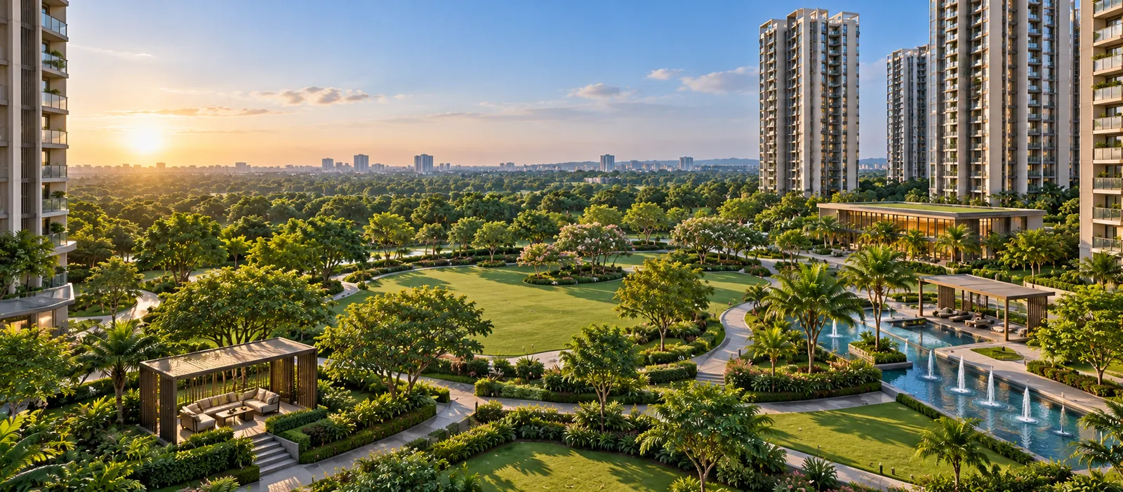 View from a high-floor balcony at Sobha Kismatpur (artistic impression)