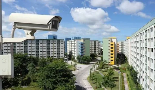 Sobha Kismatpur Security — Representational CCTV camera representing gated community security at Sobha Kismatpur